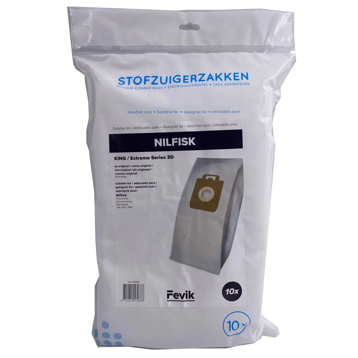 Vhbw 10x Bolsa Compatible Con Nilfisk Extreme X200 Extreme X210 Extreme X250 Free Extreme X300 Aspiradora Vellon Micro Blanco 84671638