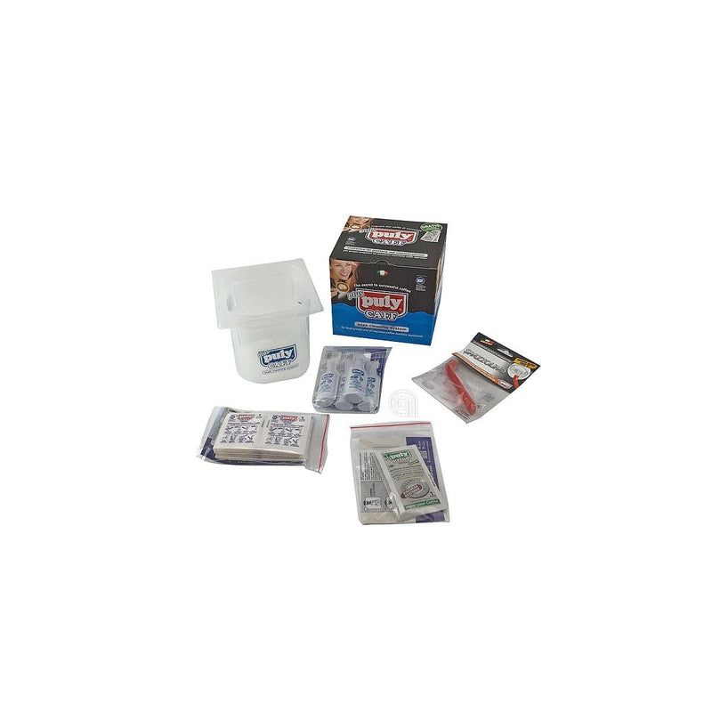 kit limpieza profesional 5 productos Puly Caff para cafeteras espresso