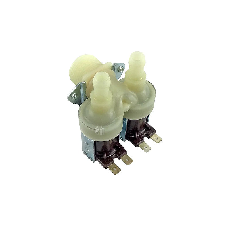 CANDY, ELECTROLUX, SMEG, WHIRLPOOL, ARISTON, BOSCH, INDESIT, SIEMENS, ZANUSSI, BRANDT, ZEROWATT, UNIVERSALE - Válvula solenoide doble 90° 12mm para lavadora - 4055030714