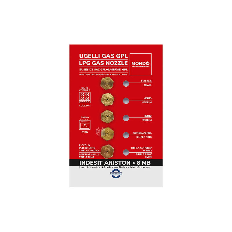 ARISTON, INDESIT, UNIVERSALE, MONDO - Boquillas Inyectores Gas GLP Encimera - AST-00537517