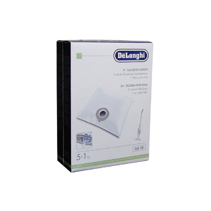 Set 5 bolsas y 1 filtro original para aspiradora De Longhi 5519210281