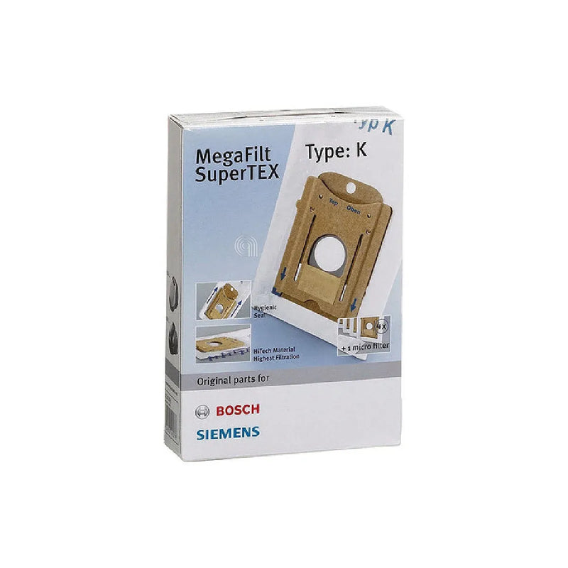 Set 4 bolsas con filtro tipo K original Bosch para aspiradora