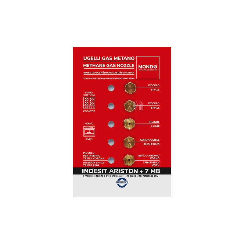 WHIRLPOOL, ARISTON, INDESIT, UNIVERSALE, MONDO - Boquillas de gas metano para encimera - AST-00537531