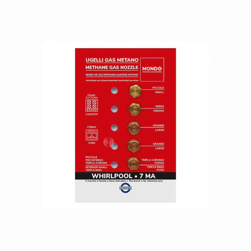 WHIRLPOOL, UNIVERSALE, MONDO - Boquillas de gas metano para encimera - AST-00537529