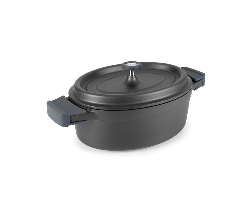 LACOR Cacerola oval con tapa negra Cocotte 25933
