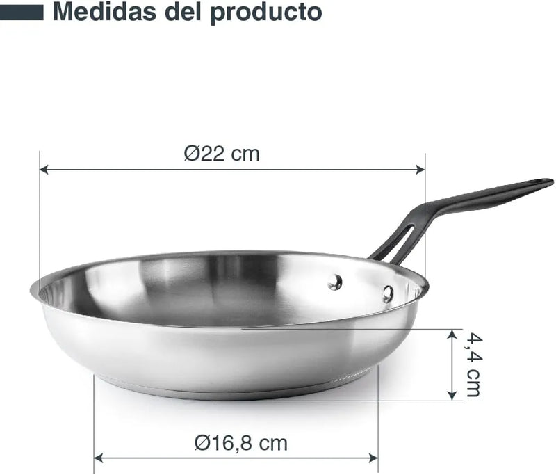LACOR Sartén Origin Acero Inoxidable 22cm - Modelo 47322