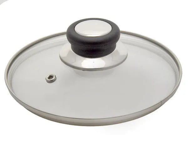 Tapa cristal inox con válvula ø 16 cm.