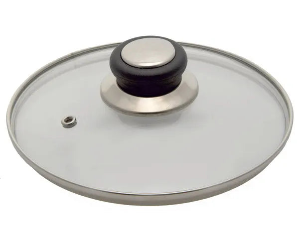 Tapa cristal inox con válvula ø 18 cm.