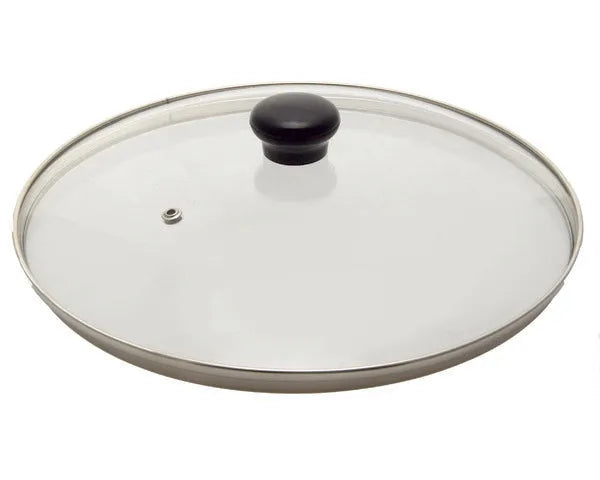 Tapa cristal inox con válvula ø 28 cm.