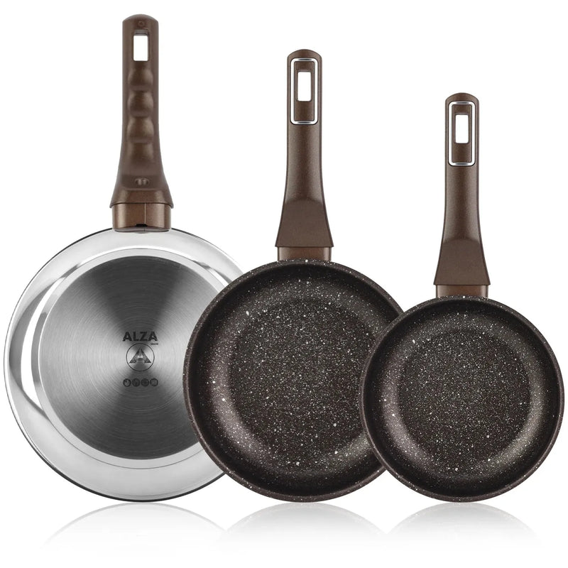 ALZA PETREA lote 3 sartenes 20-24-28 cm.