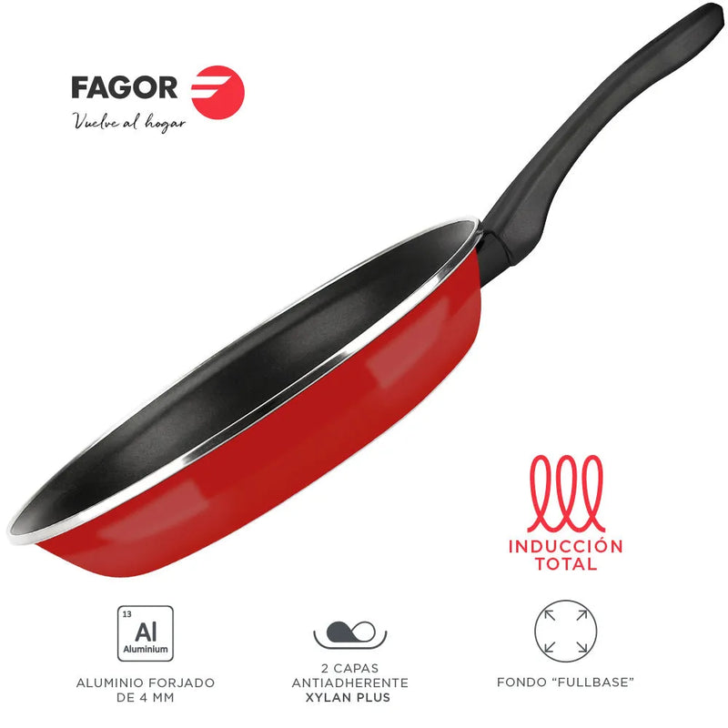 FAGOR Sarten OPTIMAX Ø24 rojo mate