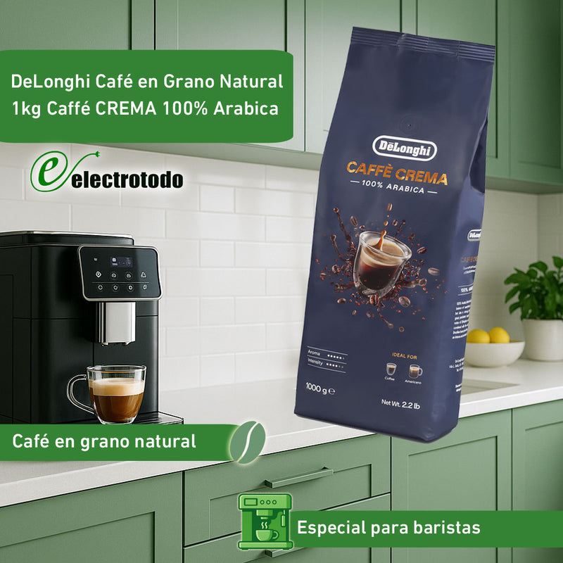 DeLonghi Café en grano  Crema, 100% Arábica, 1 Kg DLSC618