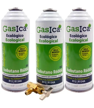Pack 3 botellas gas refrigerante GASICA D2 - R12 R134a + llave de servicio
