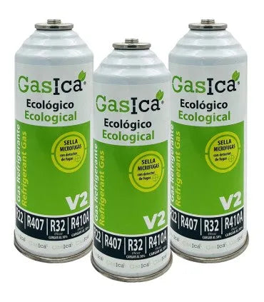 Pack 3 botellas gas refrigerante GASICA V2 - R22-R32-R407-R290-R410A