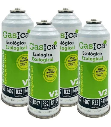 Pack 4 botellas gas refrigerante GASICA V2 - R22-R32-R407-R290-R410A