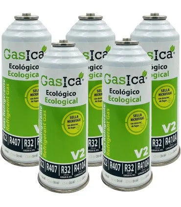 Pack 5 botellas gas refrigerante GASICA V2 - R22-R32-R407-R290-R410A