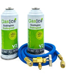 Pack gas refrigerante GASICA V2 - R22 R32 R407 R290 R410A + manguera carga 5/16"x1/4" + válvula