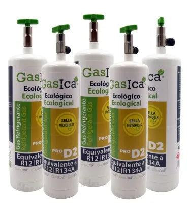Pack 5 botellas gas refrigerante GASICA PRO D2 - R12 R134a